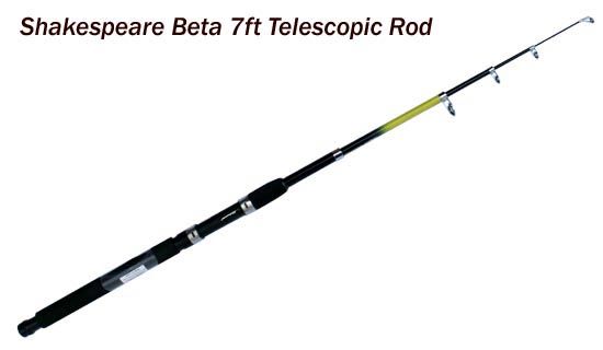 Line Shakespeare Fishing Beta Reel & Telescopic Carbon Tele Travel Fishing Rod 