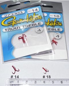 Gamakatsu Trout Treble(Red) Size 14, 18 Treble hooks